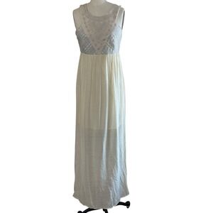 Flying Tomato Embroidered Lace Empire Tiered Maxi Dress BOHO Hippie‎ Small